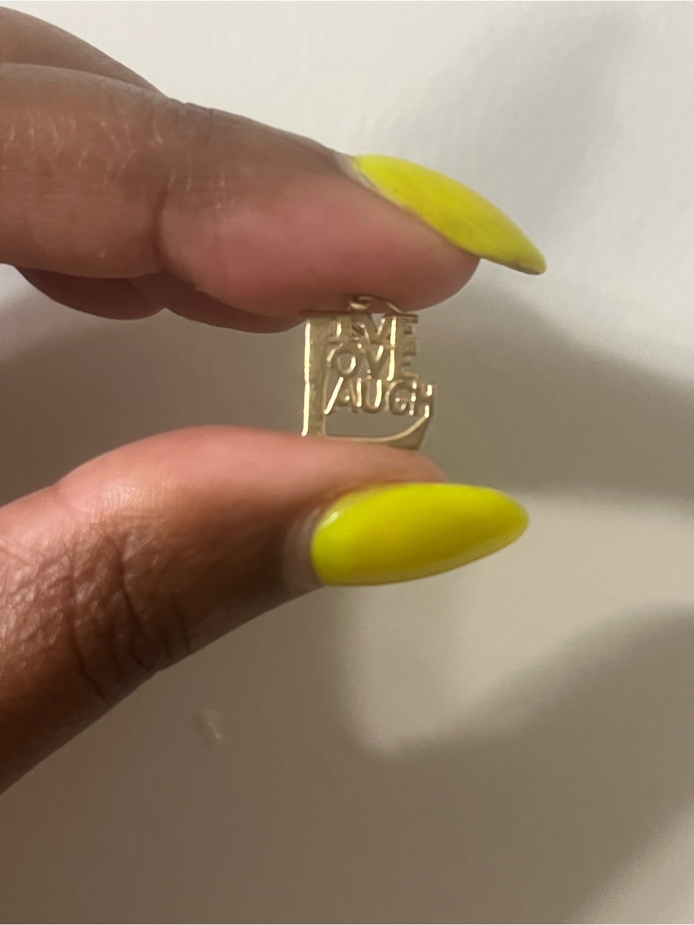 Gold 'Live Love Laugh' Charm Pendant